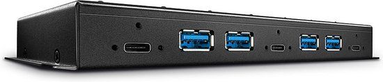 LINDY 43275 USB-hub 7 poorten USB-A, DC-aansluiting 3,5 mm USB 3.1 Gen2 10 GBit/s Zwart