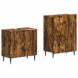 vidaXL - 2-delige - Badkamerkast - Set - ZWOLLE - Gerookt - eiken - Bewerkt - hout
