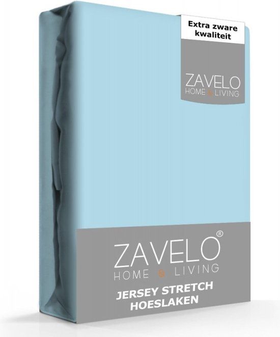 Zavelo® Jersey Hoeslaken Ice - Blue - Lits-jumeaux (160x200 cm)
