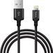 Hoco High Speed X14 - 2 meter Lightning oplaadkabel, nylon USB-kabel, datakabel, telefoonkabel voor iPhone, iPad - noir
