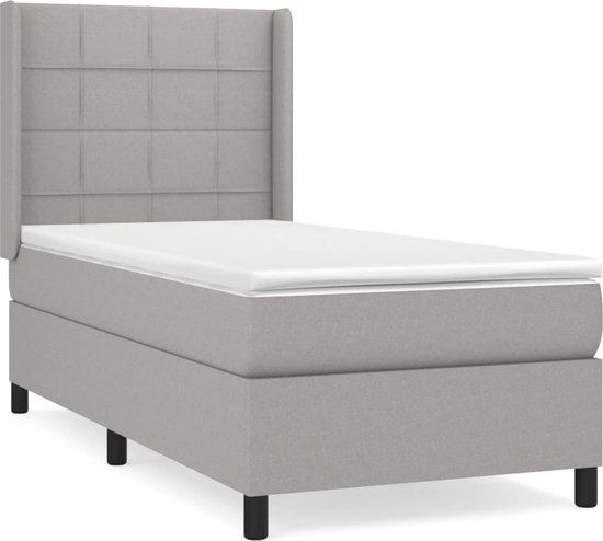 vidaXL Boxspring met matras stof lichtgrijs 80x200 cm