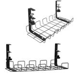 Kabelbeheerlade, SolidHand Kabelbeheerlade, niet-boren onder bureau, klem-op metalen draadorganizer voor kantoor/thuis HDWR SolidHand-CM01