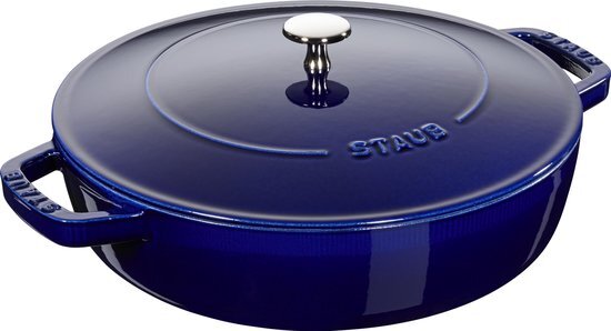 Staub Braadpan met chistera, geschikt voor inductie, gietijzer, donkerblauw, 28 cm, 1 stuk