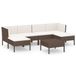 vidaXL 7-delige Loungeset met kussens, poly rattan, bruin