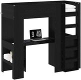 vidaXL Stapelbedframe met bureau - Zwart Eiken - 75 x 190 cm
