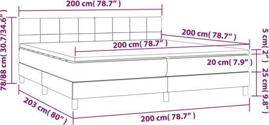 vidaXL Boxspring met matras stof taupe 200x200 cm