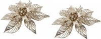 Cosy & Trendy 8x Kerstboomversiering Bloem - Goud - Op Clip - Gouden Kerstster - 23 cm