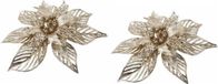 Cosy & Trendy 8x Kerstboomversiering Bloem - Goud - Op Clip - Gouden Kerstster - 23 cm