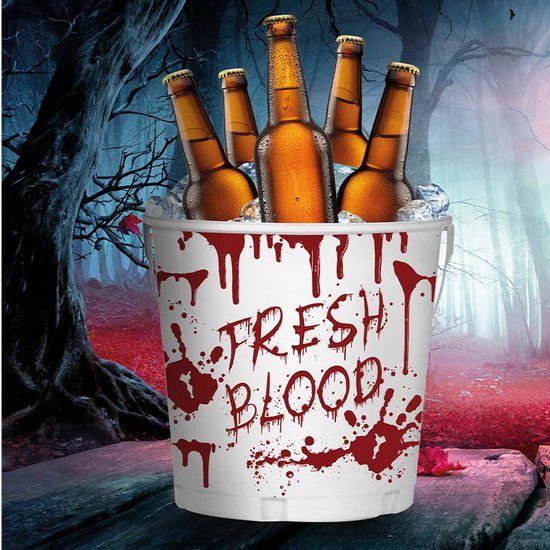 Fiestas Guirca - Emmer fresh blood metaal - Halloween Decoratie - Metaal - Wit