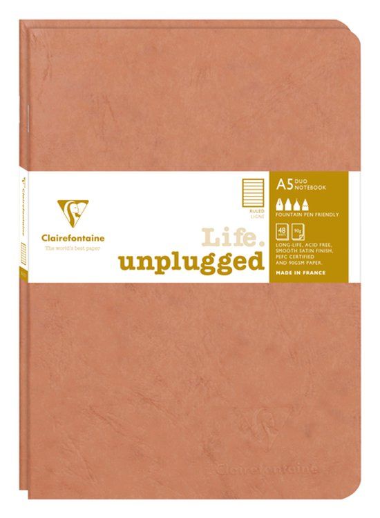 Clairefontaine Schrift A5 lijn 96 pagina's 90gr bruin seal à 2 stuks