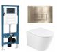QeramiQ Dely Toiletset - inbouwreservoir Qeramiq Flush - 35mm zitting - metaal messing geborstelde bedieningsplaat - rechthoekige knoppen - mat wit