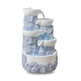 Binnenfontein, Zen'Light Binnenfontein, waterval, 4 niveaus, glas, natuursteen, kleurrijk ledlicht, decoratie voor binnen, zen en ontspannend, tafelfontein, buitengewoon cadeau-idee, H 31 cm, ganda