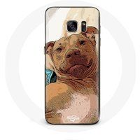 Maniacase Hoesjes voor Samsung Galaxy S6 edge American Pit Bull Terrier Bruin