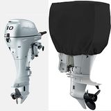 GaiRen Outboard Motor Cover Heavy Duty Waterproof Engine Cover Thick Polyester Fabric Black Up to 15HP