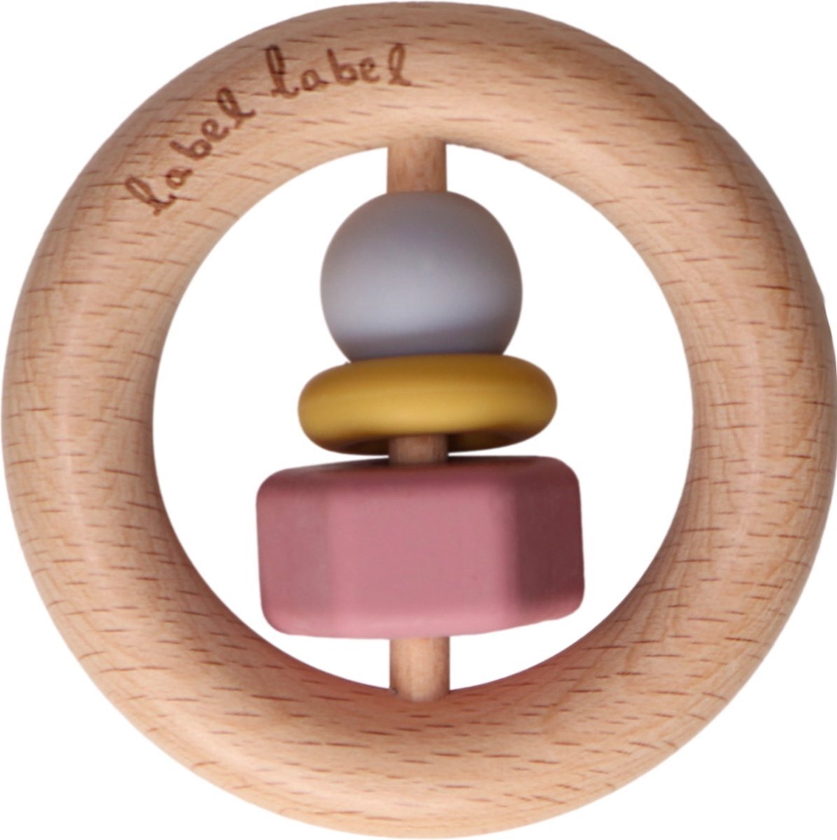 Label-Label Roze Hout & Silicone Bijtring LLST-15126