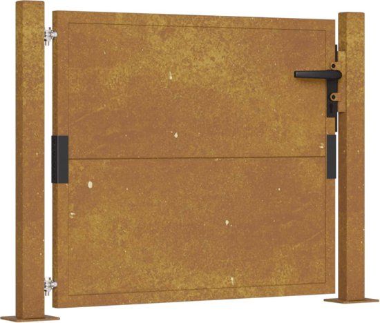 vidaXL Tuinpoort 105x105 cm Cortenstaal Groen - Enkele Poortframe met Deurbeslag