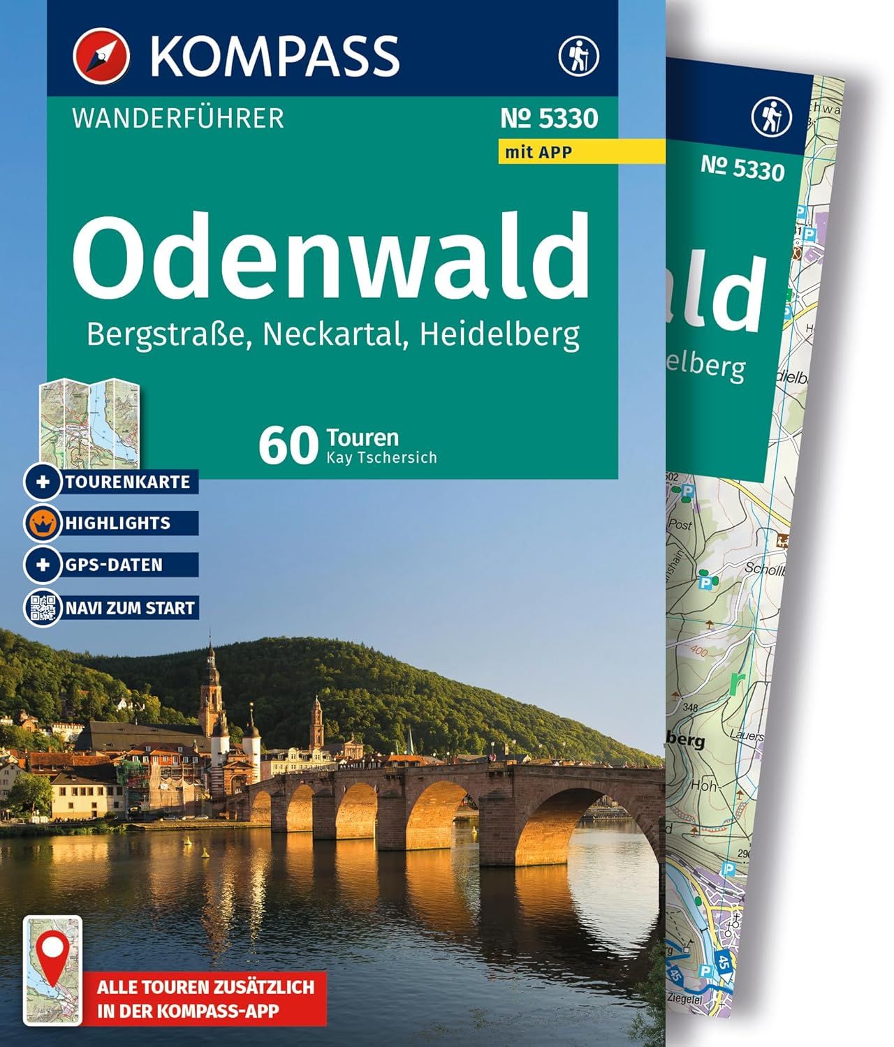 KOMPASS Wanderführer Odenwald, Bergstraße, Neckartal, Heidelberg, 60 Touren mit Extra-Tourenkarte
