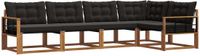 vidaXL Hoek loungeset 5 zitplaatsen Acacia hout Naturel en zwart