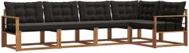 vidaXL Hoek loungeset 5 zitplaatsen Acacia hout Naturel en zwart