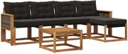 vidaXL Acacia Hout Loungeset 6-delig Naturel et Noir