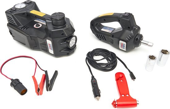 Electrische 12 Volt 3 Ton Autokrik Met LED Verlichting Inclusief Slagmoersleutel 12 Volt in Hand