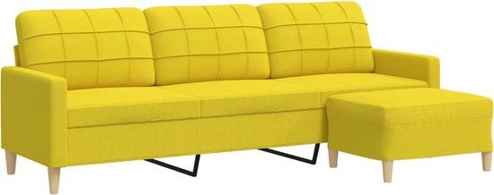 vidaXL Driezitsbank met voetenbank 210 cm stof lichtgeel