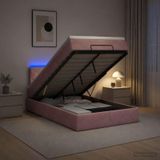 Maison Exclusive Lit Ottoman avec matelas et éclairage LED rose, 120 x 200 cm, revêtement en velours
