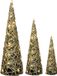 Countryfield LED kegels - kerstboom lampen - 3x- goud - H40, H60, H80cm - warm wit - timer