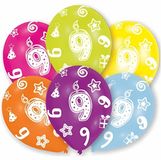 Amscan Ballonnen 9 jaar - 6 stuks - 27 cm - Multi