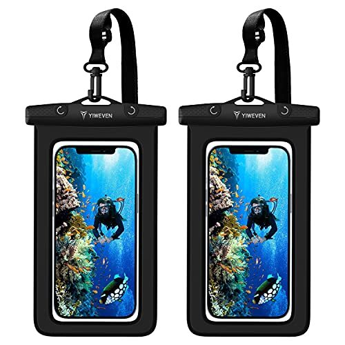 YIWEVEN Waterdichte telefoonhoes - [2 stuks] 7,0 inch IPX8 onderwater mobiele telefoon waterbeschermhoes voor zwemmen, baden en koken, compatibel met iPhone 12/12/Pro/SE 2/11/XS Max/XR/X/8/7/6 Samsung Huawei etc