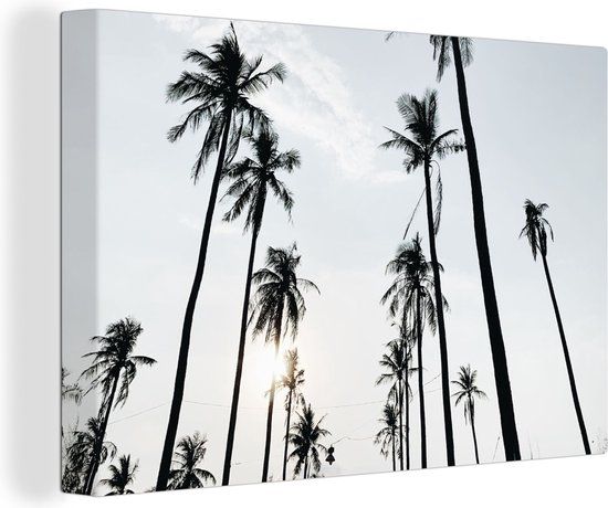 OneMillionCanvasses Canvas Schilderij Palmbomen - 150x100cm - Zomer - Tropisch - Wanddecoratie