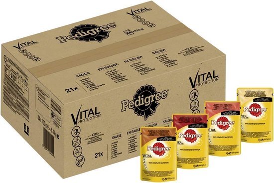 PEDIGREE Volwassen hondenvoer voor volwassen honden in portiezak – gemengde selectie in saus 4 varianten, 84 x 100 g