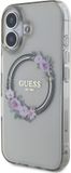 Guess GUHMP16SHFWFCK iPhone 16 6.1" zwart/zwart hardcase IML Flowers Wreath MagSafe