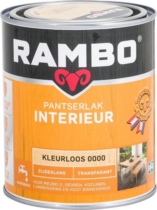 Rambo Pantserlak Interieur - Transparant Zijdeglans - Kleurloos - 0.25L
