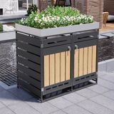 STILVORA Containerberging – Met Plantenbak En Dubbele Vakken – Afmetingen Zie Maattekening – IJzer – Zwart – Voor Tuin En Terras – Afsluitbaar