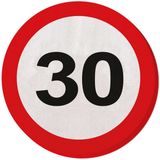 Merkloos / Sans marque 40x Papieren servetjes 30 jaar verkeersbord thema feestartikelen 33 cm rond
