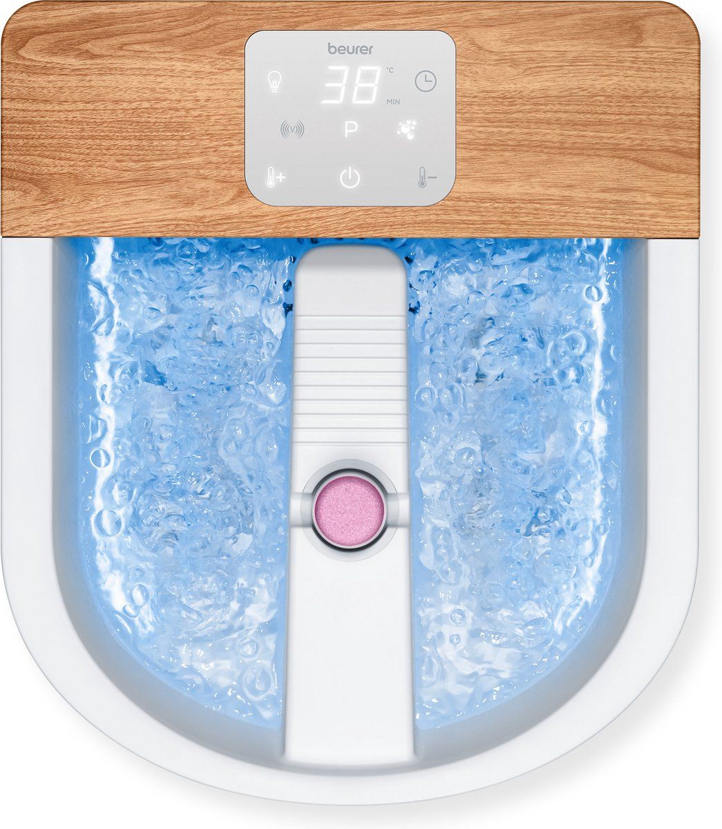 Beurer FB 65 Elektrisch voetenbad - Voetmassage - Trillings- en bubbelmassage - Aromatherapie - Infrarood lichtpunten - Verwarming - Magnetisch veld - Voetreflex rollers - 3 Pedicure opzetstukken - Tot maat 51 - 650 Watt - 3 Jaar garantie