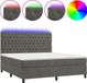 vidaXL Boxspringbed met matras en LED-verlichting, fluweel, donkergrijs, 160x200 cm