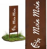 Merkloos / Sans marque Relaxdays Tuindecoratie - Moin Moin - bruin - 115x28x1.5 cm - Metaal