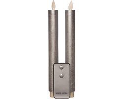 Anna's Collection LED Dinerkaarsen - 2x Zilver - 23cm - Met Afstandsbediening - Wax - Rustiek