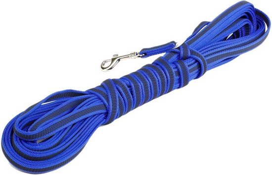 JULIUS K9 Antislip lijn Blauw diam. 20mm / 10 meter met handvat blauw