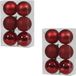 Othmar Decorations Bv 12x Rode kunststof kerstballen 8 cm - Glans/mat/glitter
