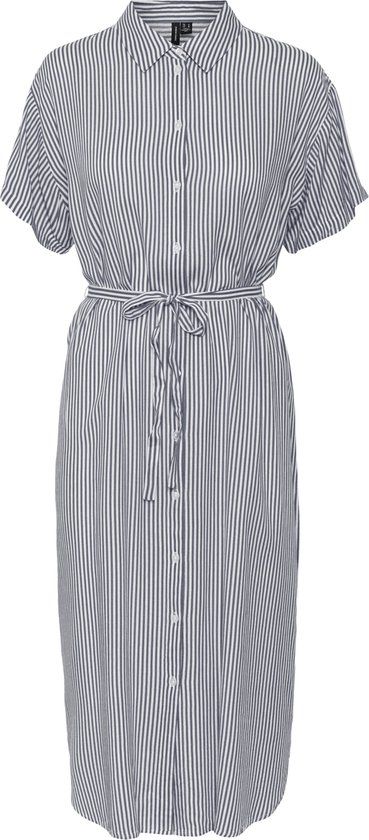 Vero Moda Vmbumpy Ss Calf Shirt Dress Noos - Snow White/india Ink - XS