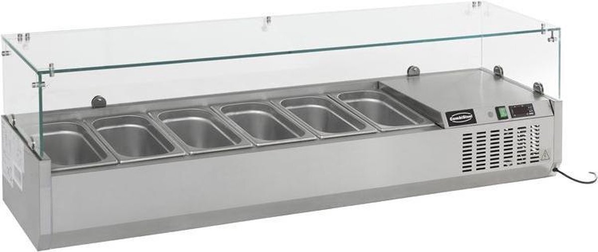 - Professionele Gekoelde Opzetvitrine | 4x 1/3 GN | RVS | | 7450.0015 | Horeca