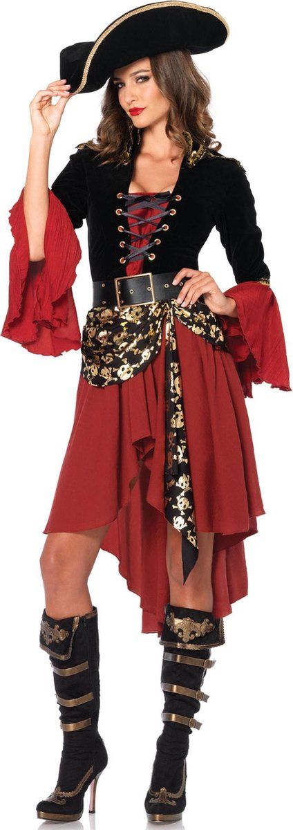 Leg Avenue Piraten outfit met goudkleurige schedels voor vrouwen - S