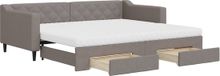vidaXL Slaapbank met onderschuifbed en lades 90x200 cm stof taupe