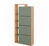 Vicco Orlando Schoenenkast – 80 x 166.1 cm met 4 compartimenten Goldkraft eik/groen