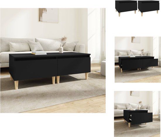 vidaXL Bijzettafels - 2 stuks - 50x46x35 cm - Bewerkt Hout - Zwart