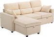 HOMCOM Canapé d'angle convertible réversible en velours côtelé, beige