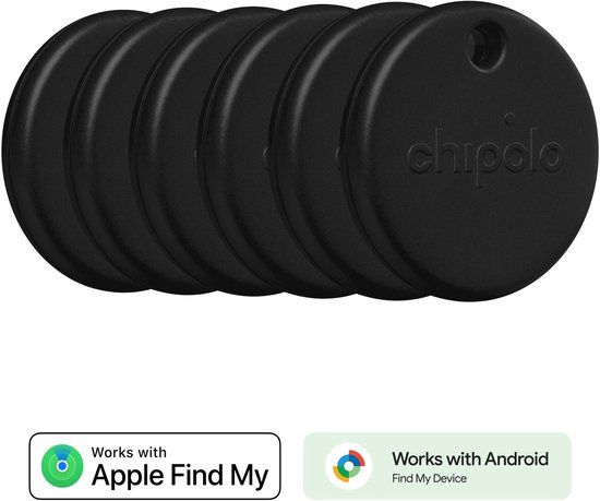 Chipolo Pop - Bluetooth Tracker - 6 Pack - Zwart - Werkt met Apple Find My & Android Find My Device